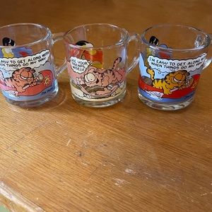 (3) Vintage McDonald’s 1978 Glass Garfield Mugs Jim Davis